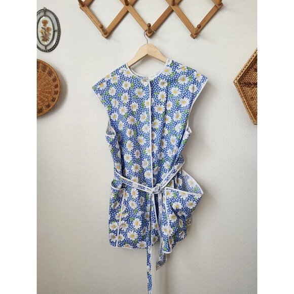 Handmade‎ clothesline apron blue daisy print homemaker old fashion OS - Picture 1 of 4